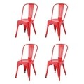 Set 4 scaune Retro, Heinner, metal, rosu