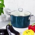 Oala emailata cu capac Optimum, Emalia Olkusz, 1.3 L, otel carbon, turcoaz