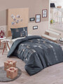 Lenjerie de pat pentru o persoana, Trace - Anthracite, Eponj Home, 65% bumbac/35% poliester