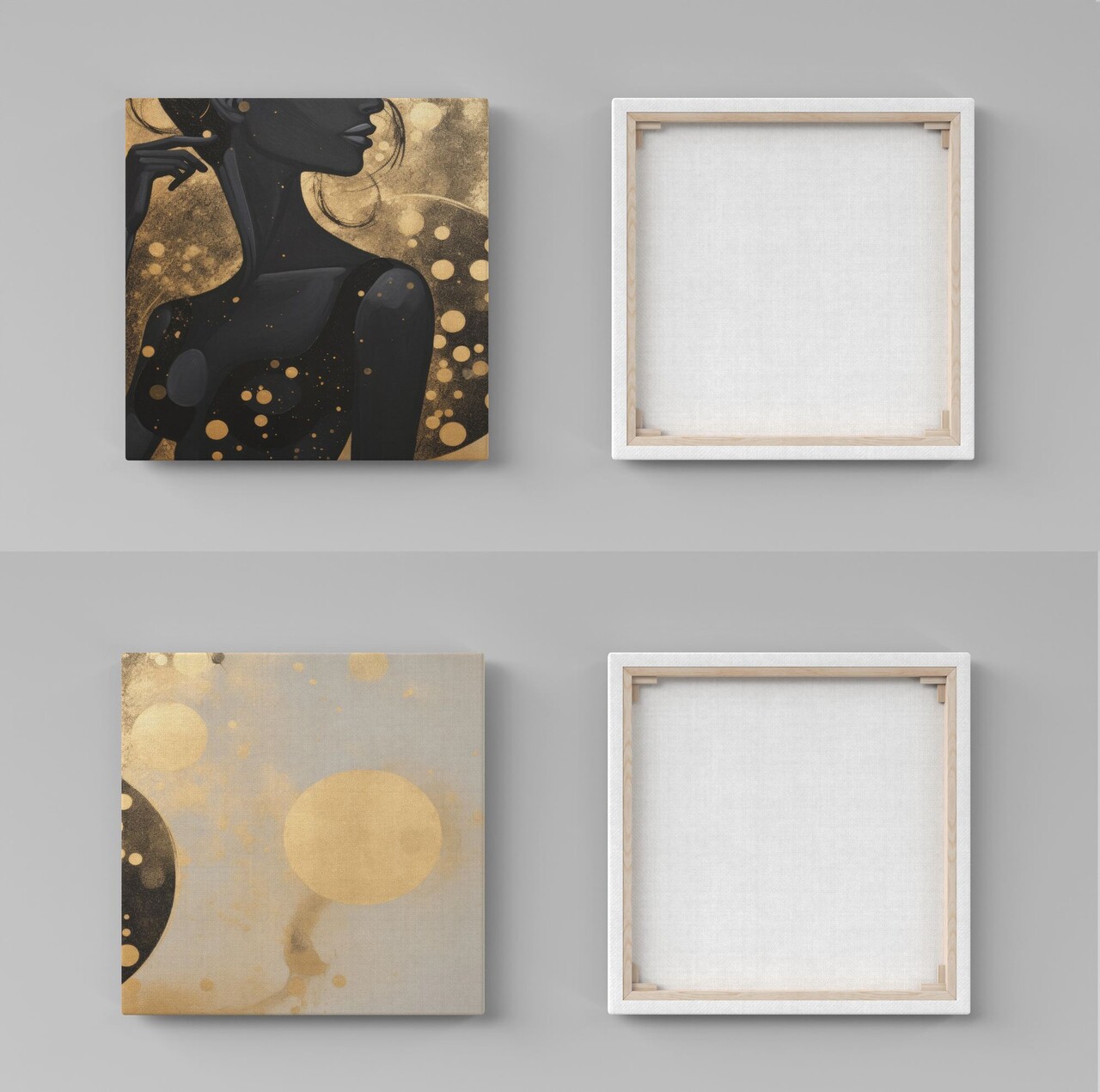 Set 2 tablouri decorative, ASR2-CNV25-11, Lemn, Auriu / Crem / Negru - view 2