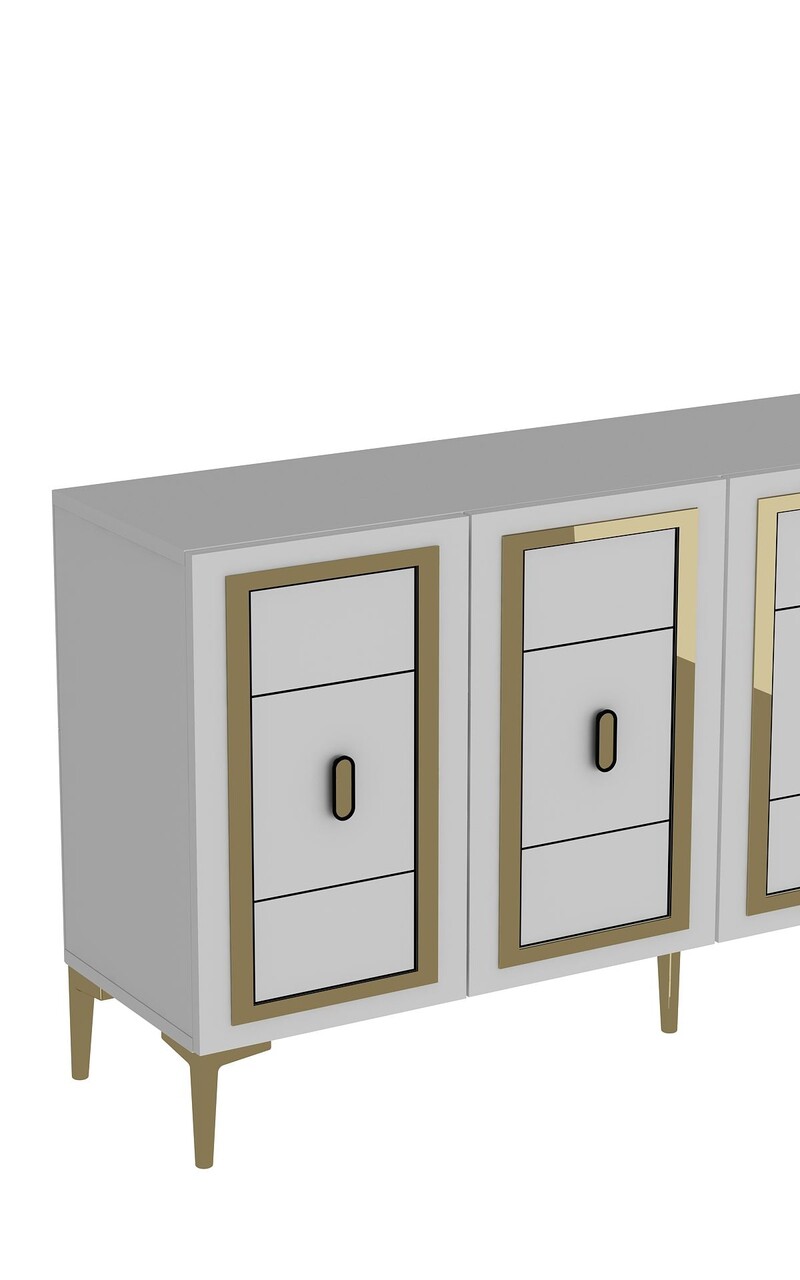 Consola, Hanah Home, Orion, 150x75x35 cm, PAL , Alb/Auriu - view 5