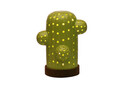 Decoratiune luminoasa cu LED-uri Cactus, Versa, 14.6x16.7 cm, cu baterii, ceramica/lemn