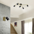 Plafoniera Marley, TRIO, 77.4x57.4x22.4 cm, 35W, 5x GU10, metal, negru/auriu