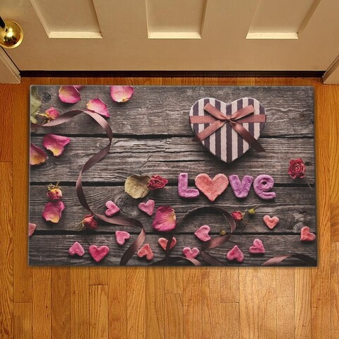Covoras de intrare love with withered petals, casberg, 38x58 cm, poliester, multicolor