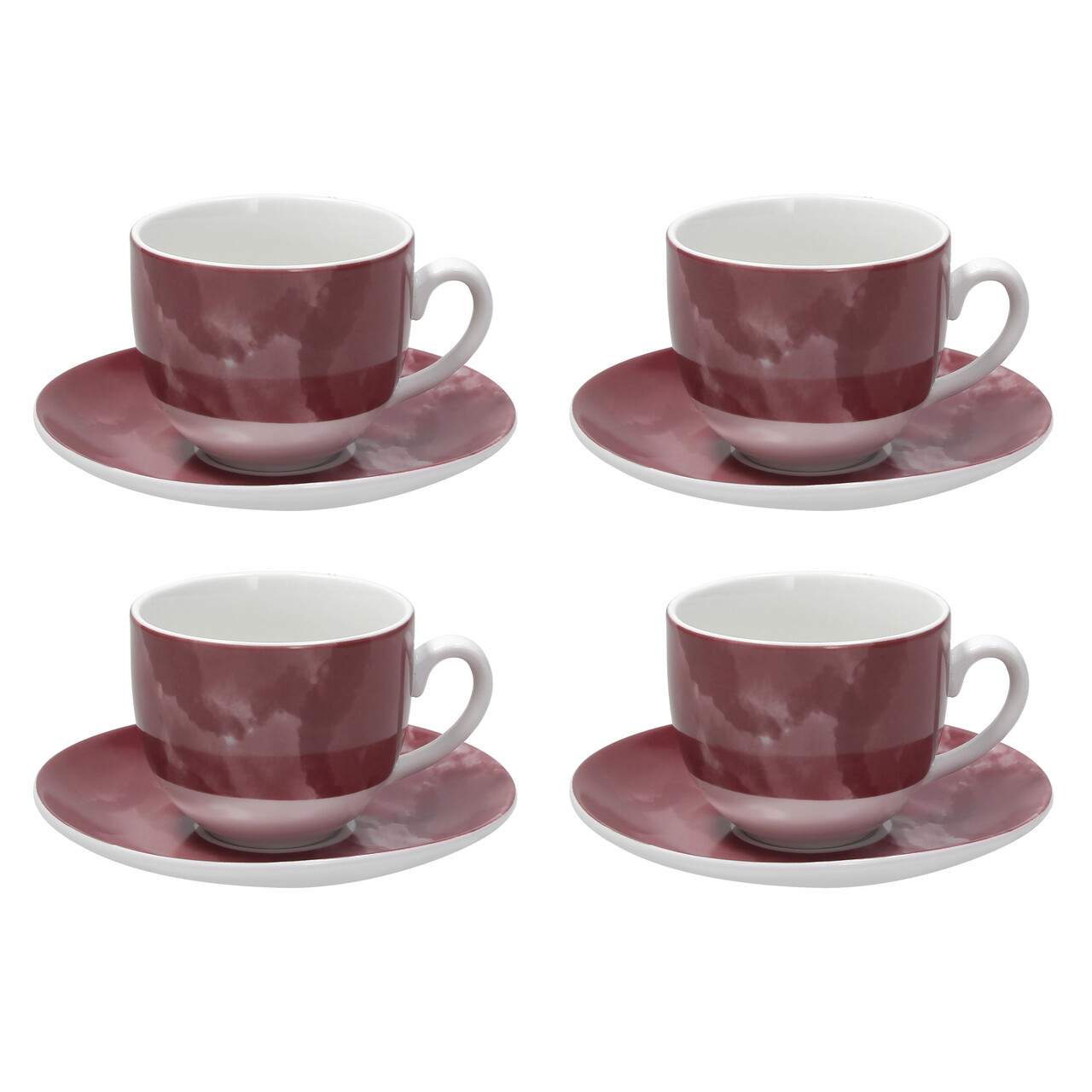 Set 4 cesti de cafea cu farfurie Sfera, Andrea Fontebasso, 250 ml, portelan, mov