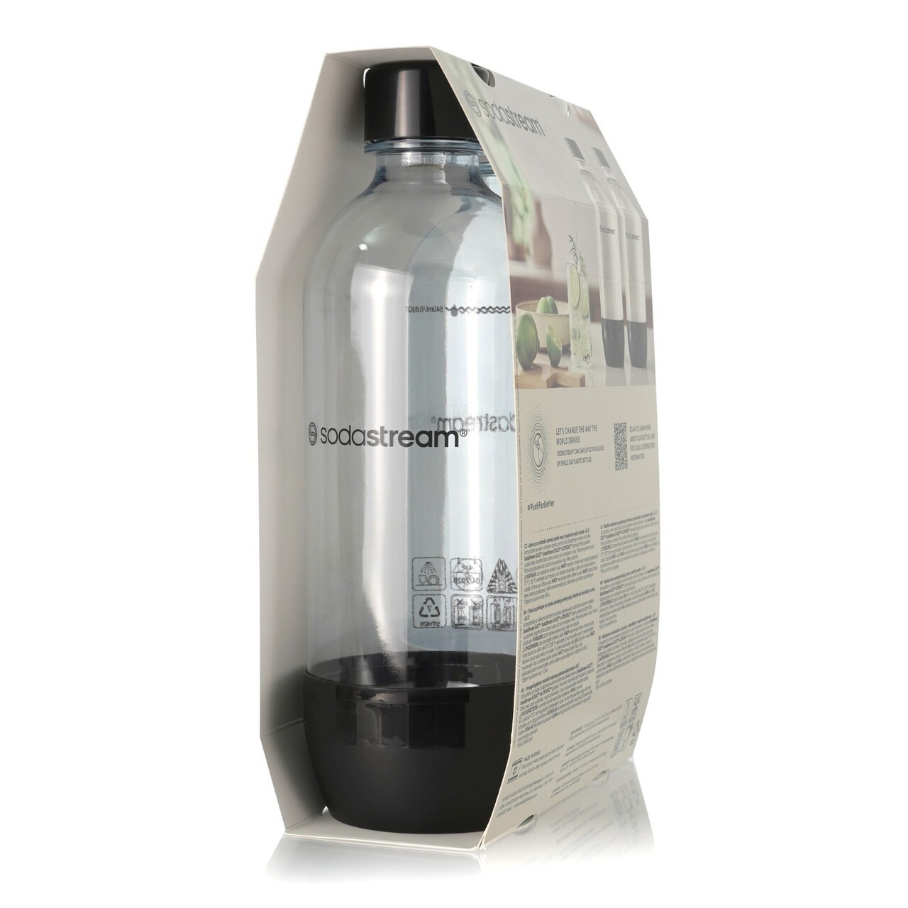 Set 2 sticle carbonatare, plastic, 1L, Alb/Negru - Sodastream - view 3