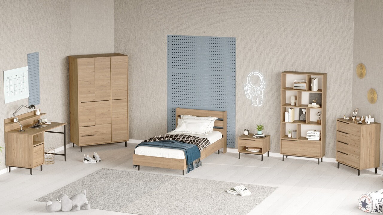 Set dormitor pentru copii, Locelso, ON26-S, Stejar - 2 | YEO