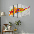 Set 5 tablouri decorative, 5PATK-220, Canvas, 19 x 70 cm, Multicolor