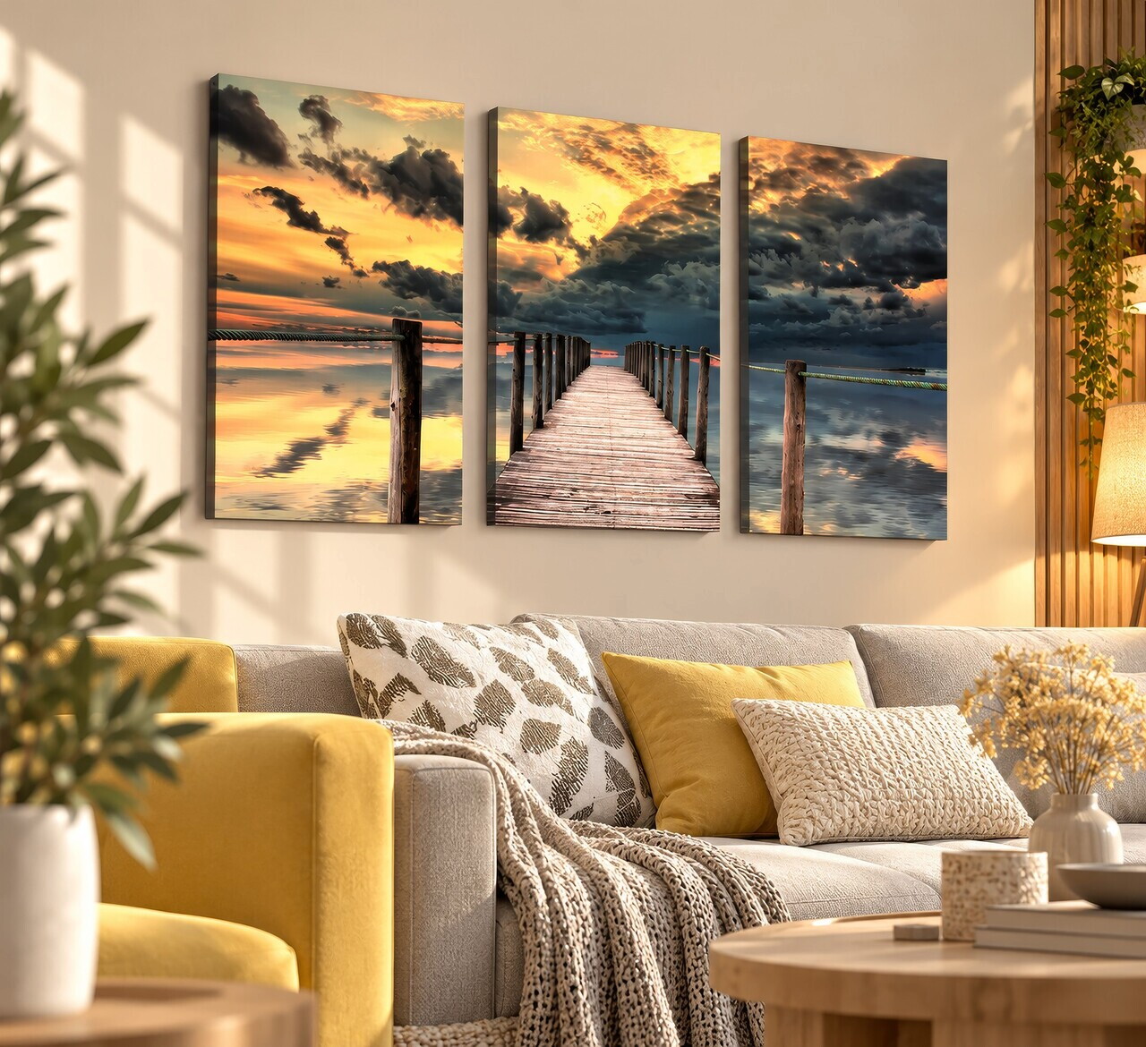 Tablou decorativ, 3PAN-CNV-3013, Dimensiune: 60 x 40 cm (3 bucăți), Multicolor — imaginea 2