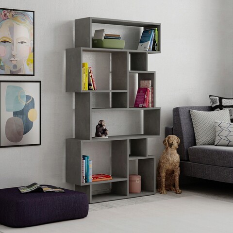 Corp biblioteca, decortie, karmato, 96x168.5x25.5 cm, gri