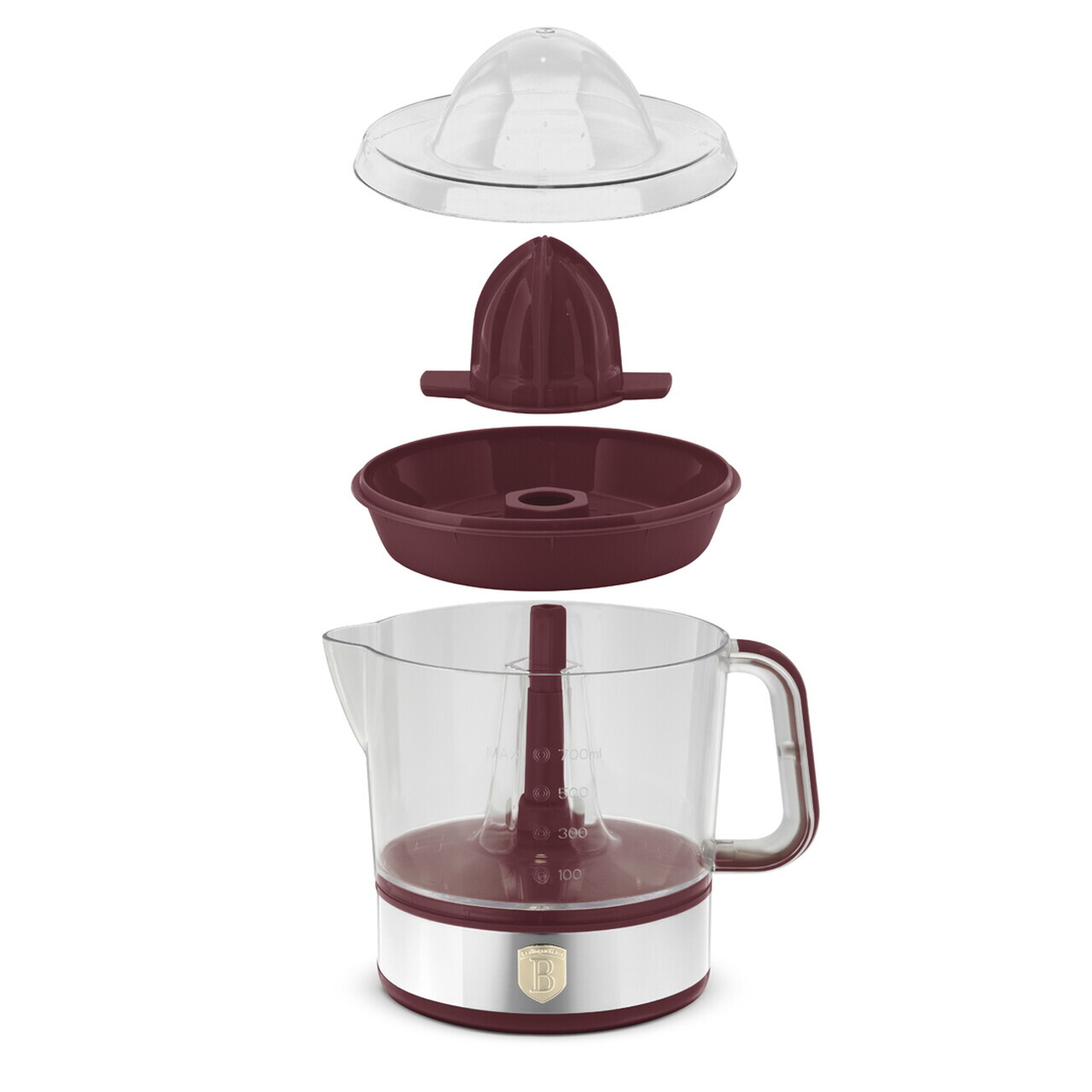 Storcator electric de citrice Berlinger Haus, Leonardo, 40W, 700 ml, plastic/inox, visiniu mat - imagine 5