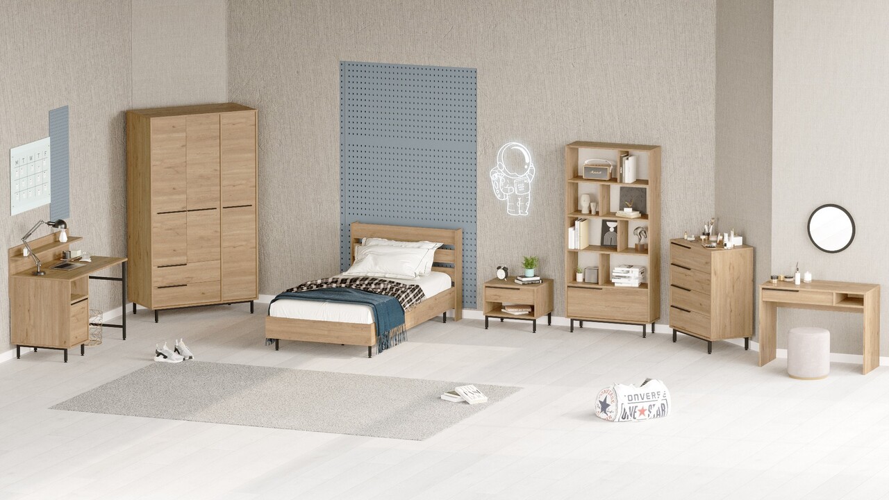 Set dormitor pentru copii, Locelso, ON27-S, Stejar - 2 | YEO