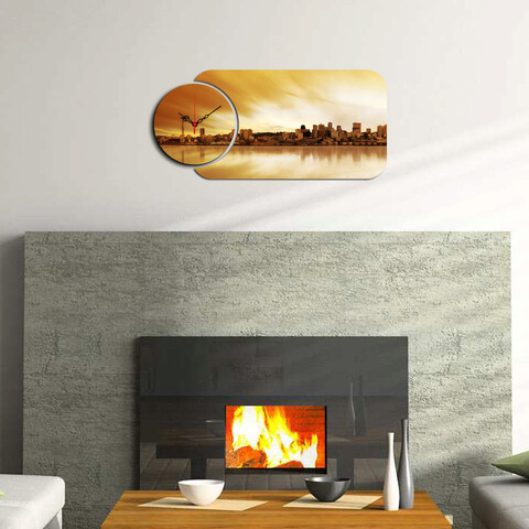 Set ceas si tablou decorativ, yms-46, mdf , dimensiune: 68 x 32 cm, multicolor