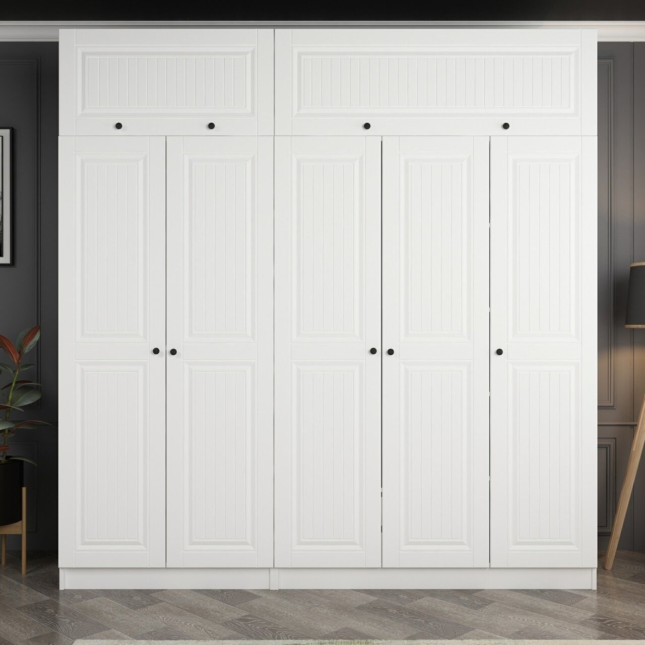 Dulap pentru haine, Minerva, Kale, 225x255x52 cm, PAL, Alb - 1 | YEO
