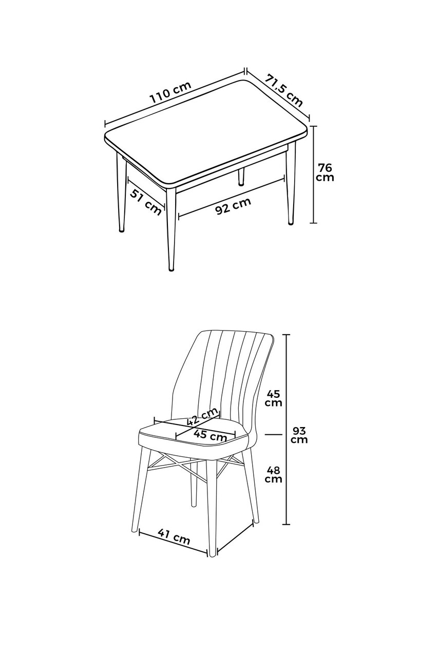 Set masă și scaune (5 bucăți), Hanah Home, Arp, Alb / Crem - view 3