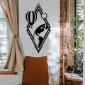Decoratiune de perete, Balon, metal, 29 x 60 cm, negru