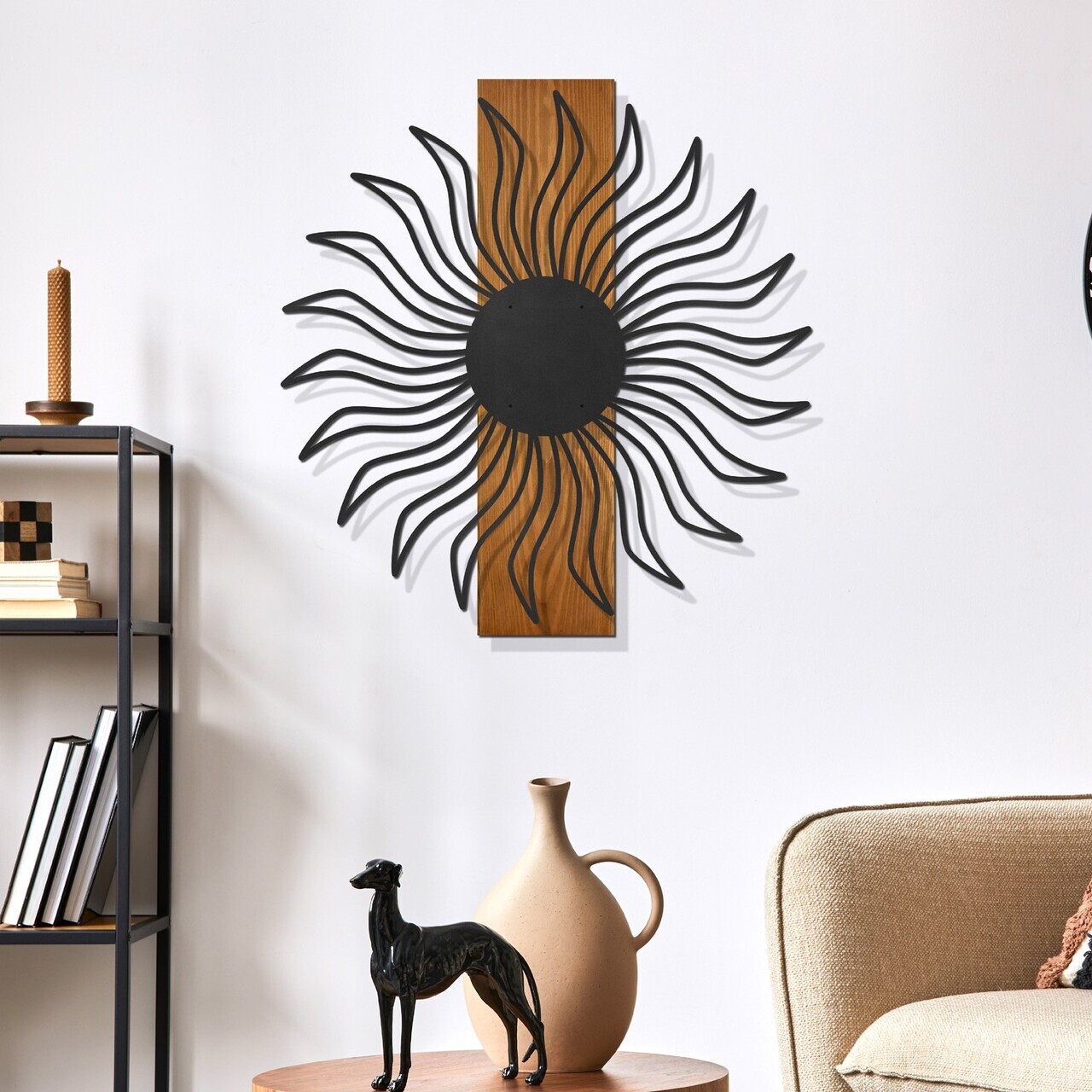 Decoratiune de perete, Solis, Cadru: Lemn (Grosime: 2 cm), Nuc negru — imaginea 3