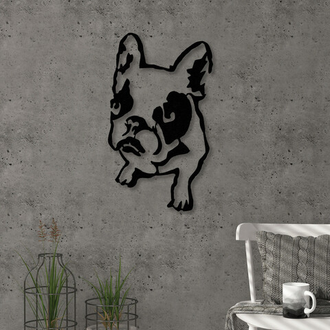 Decoratiune de perete, dogo, metal, dimensiune: 40 x 40 cm, negru