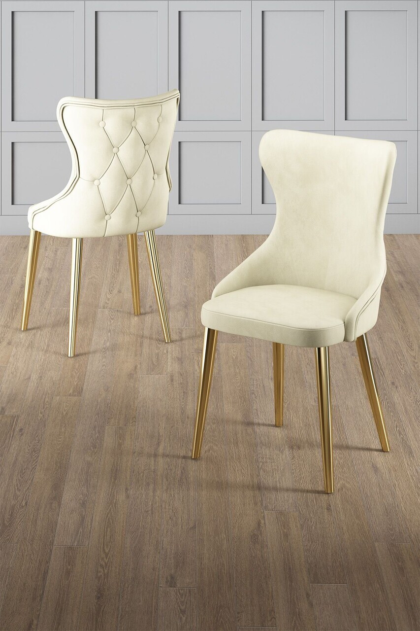 Set scaune (8 piese), Hanah Home, Alpa, Crem / Aur
