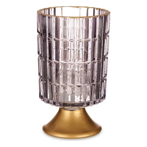 Felinar cu 12 LED-uri, Gift Decor, cu baterii, 10.7 x 10.7 x 18 cm, sticla, gri Gift Decor