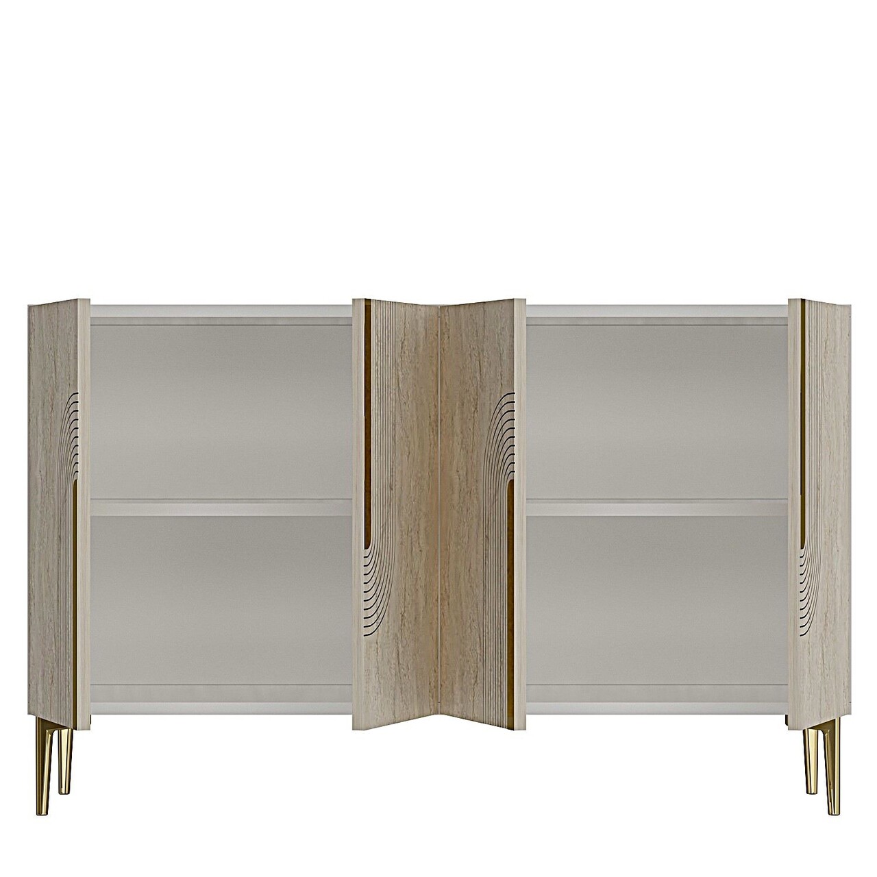 Consola, Hanah Home, Meyra 120, 120x75x32 cm, Alb / Travertin / Auriu - view 6