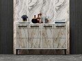Consola, Odessa, Stria, 120x30x75 cm, PAL, Alb / Marmura