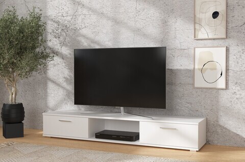 Comoda TV ADRK, Aridea, 176x40x28 cm, PAL laminat, alb mat