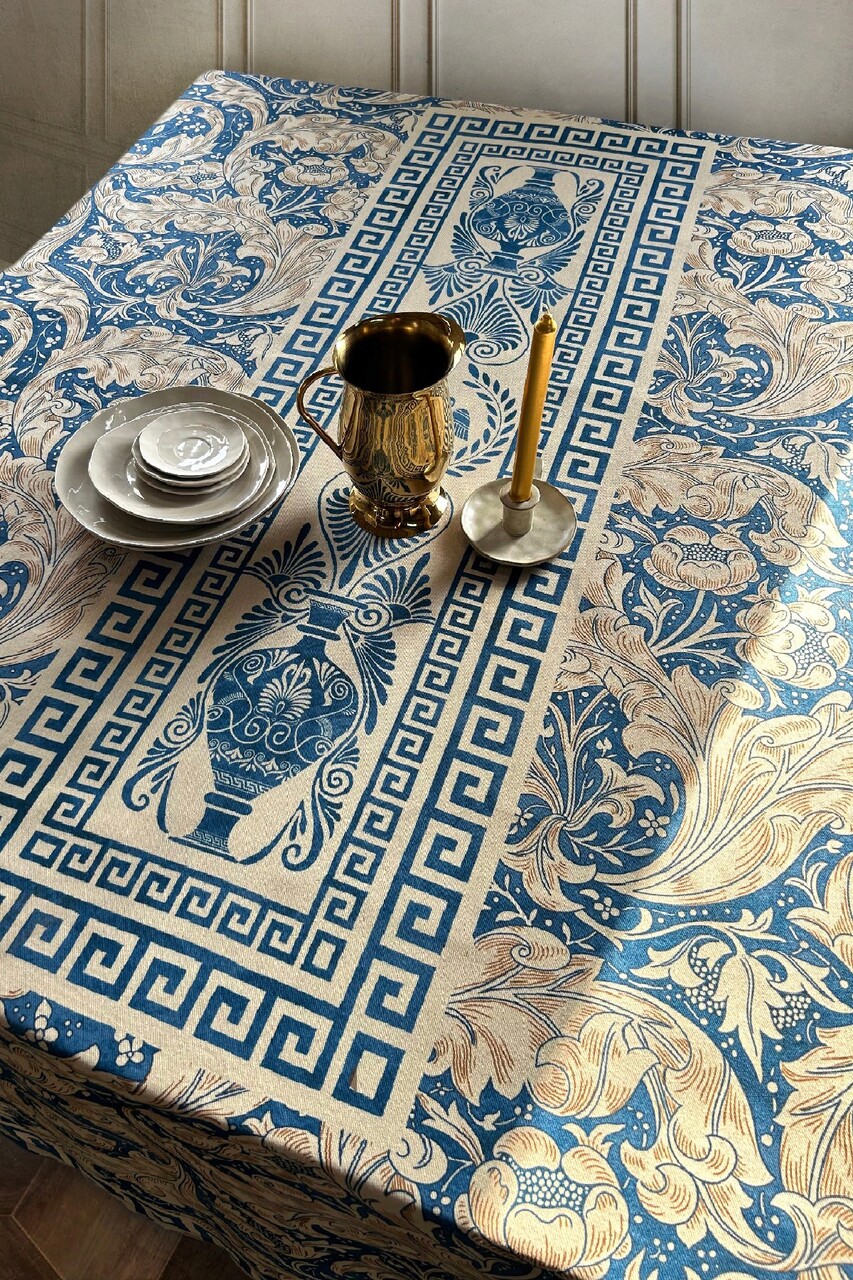 Fata de masa, SX - Kitchen, 626SRT1125, Poliester , Dimensiune: 135 x 200 cm (1 bucată), Albastru/Alb - 1 | YEO