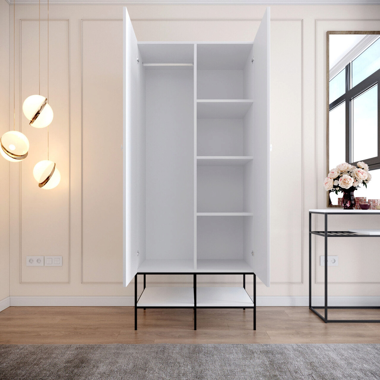 Dulap pentru haine, Comforty, Martin 2, 84x200x50 cm, Alb - 1 | YEO