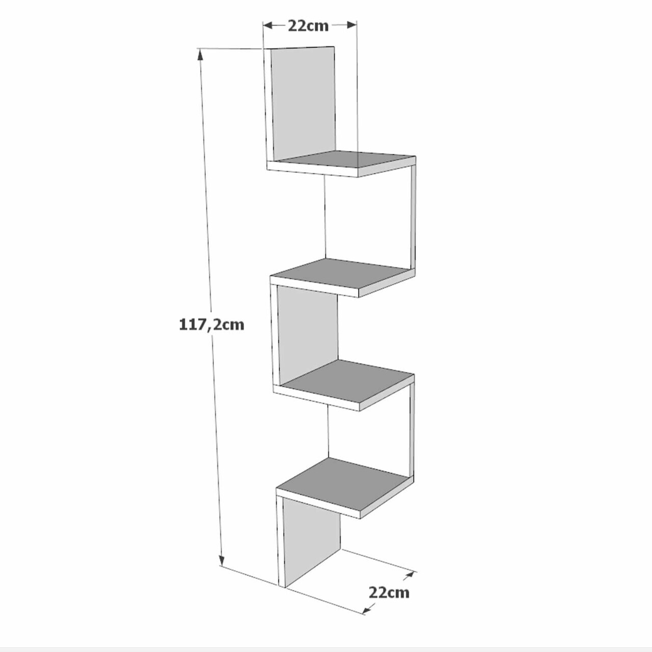 Raft de perete, Hanah Home, Wal9-A, 22x117.2x22 cm, PAL, Maro — imaginea 4