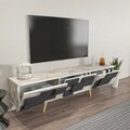 Comoda TV, Zena Home, 3 D, 160x45x35 cm, PAL, Alb / Marmură