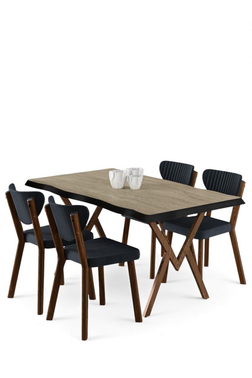 Set masă și scaune (5 bucăți), Hanah Home, Akort, Travertin / Antracit - view 2