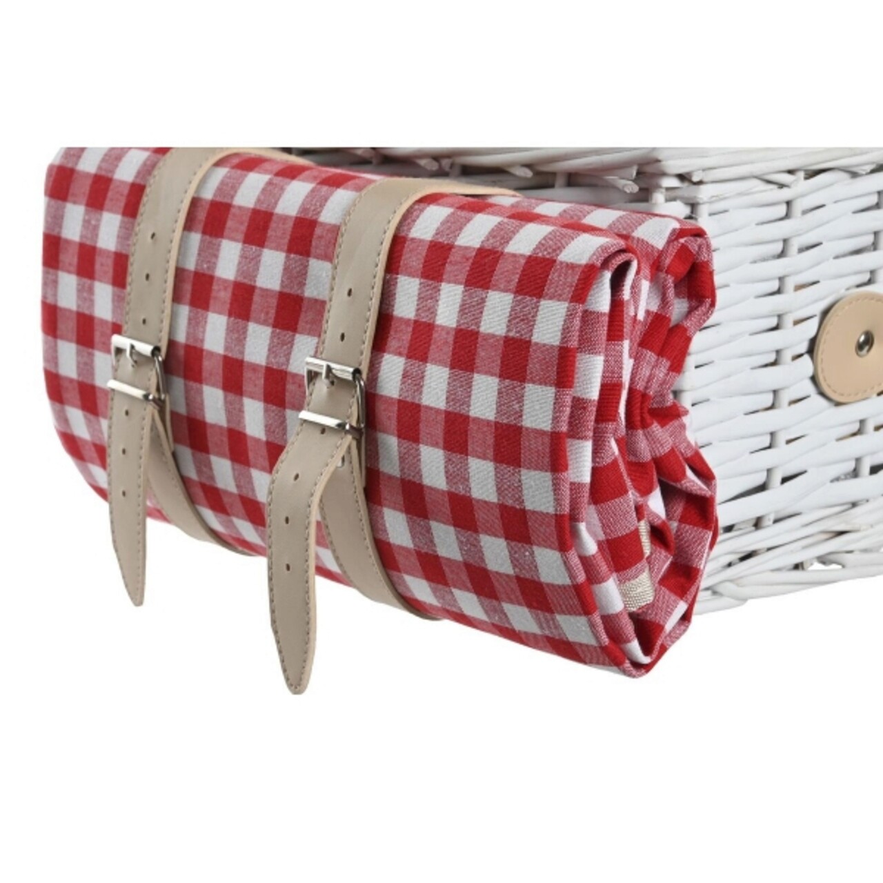 Cos De Picnic Pentru 4 Persoane, DKD Home Decor, 40 X 28 X 20 Cm, Rachita, Rosu/alb