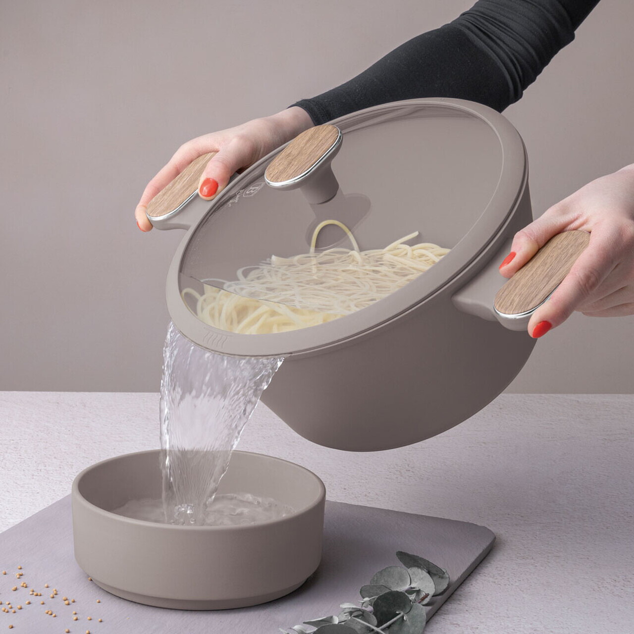 Oala cu capac Berlinger Haus, Taupe Nordic, 24 cm, 4.3 L, aluminiu forjat, taupe mat/natur - imagine 6
