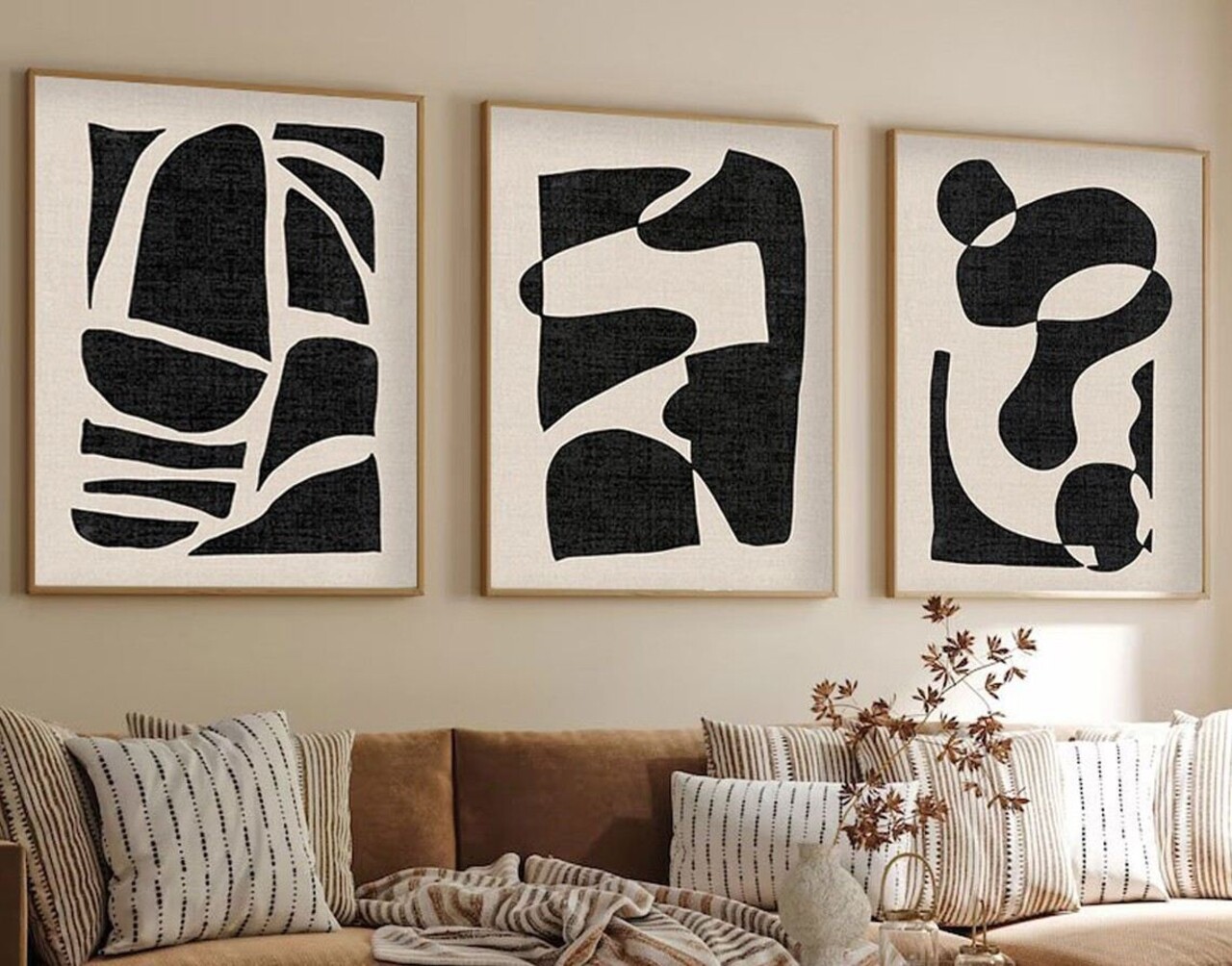 Set 3 tablouri decorative Huhu201 Cadru: 100% LEMN MASIV (Grosime: 25 cm) Multicolor