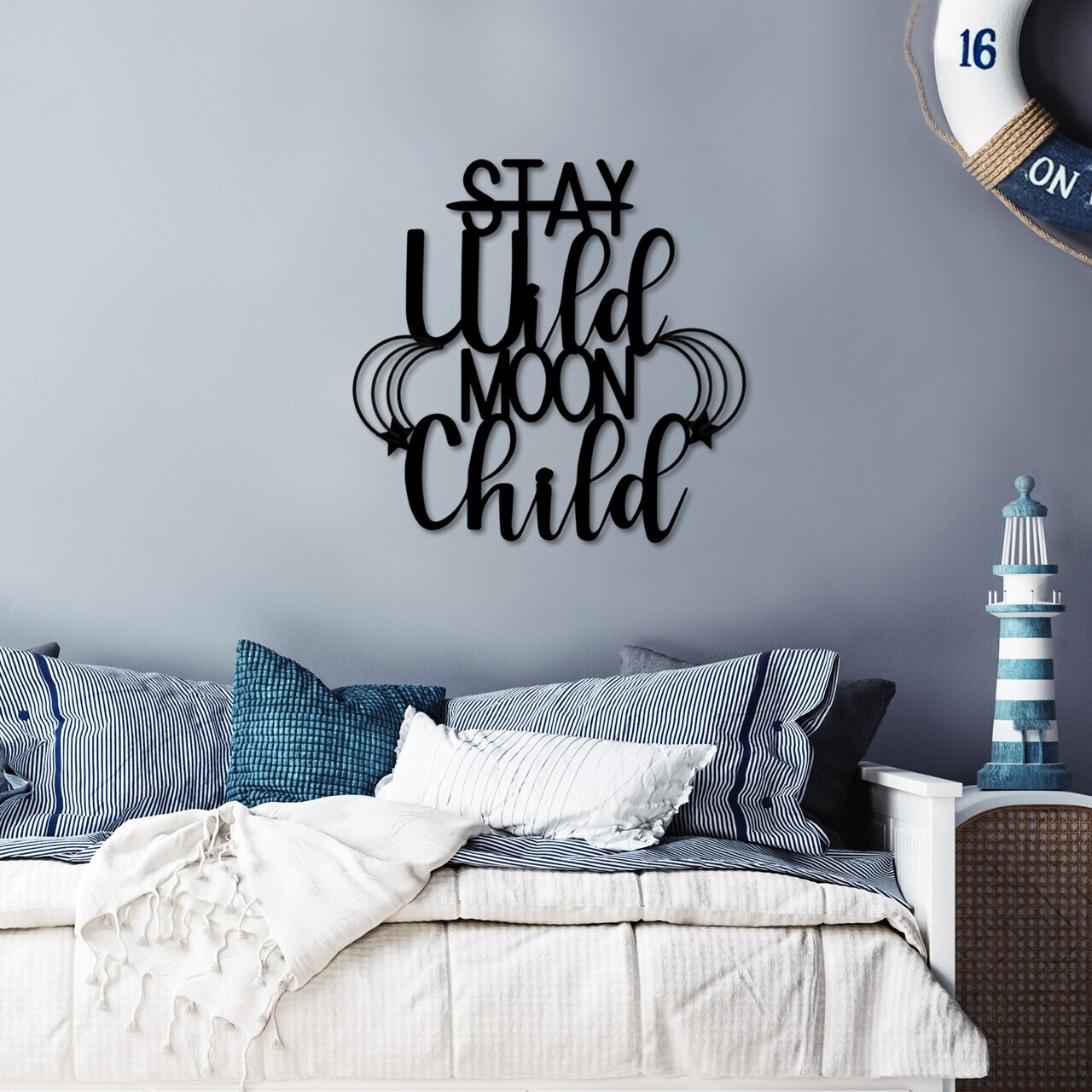 Decoratiune de perete, Stay Child, Dimensiune: 50 x 48 cm , Negru