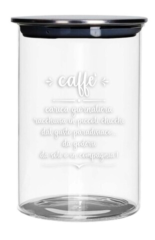 Recipient cu capac pentru cafea Brandani, 10x17 cm, sticla/metal