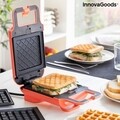 Aparat  2-in-1 pentru gofre si sandwich,  retete Wafflicher, InnovaGoods, 600W, rosu