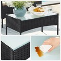 Set mobilier pentru gradina/terasa 4 piese, Songmics, otel/polietilena, negru/grej