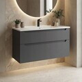Dulap de baie cu chiuvetă, Hanah Home, Messina 100 v2, Antracit mat