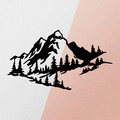 Decoratiune de perete, Mountain 2 Metal Wall Decor, metal, 47 x 40 cm, negru