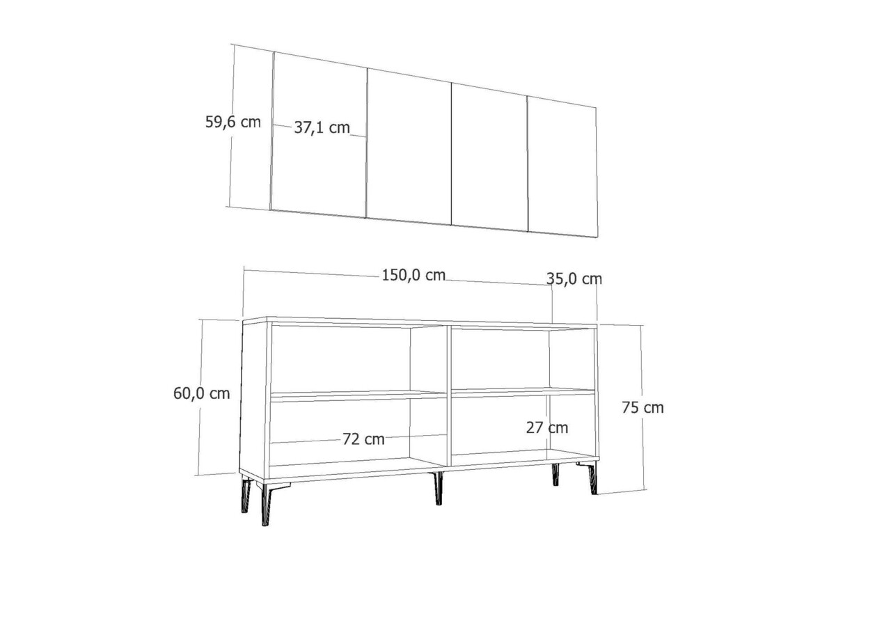 Consola, Hanah Home, Poyraz, 150x75x35 cm, PAL , Alb