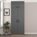 Dulap pentru haine, Minerva, Kale Anthracite, 90x255x52 cm, PAL, Antracit