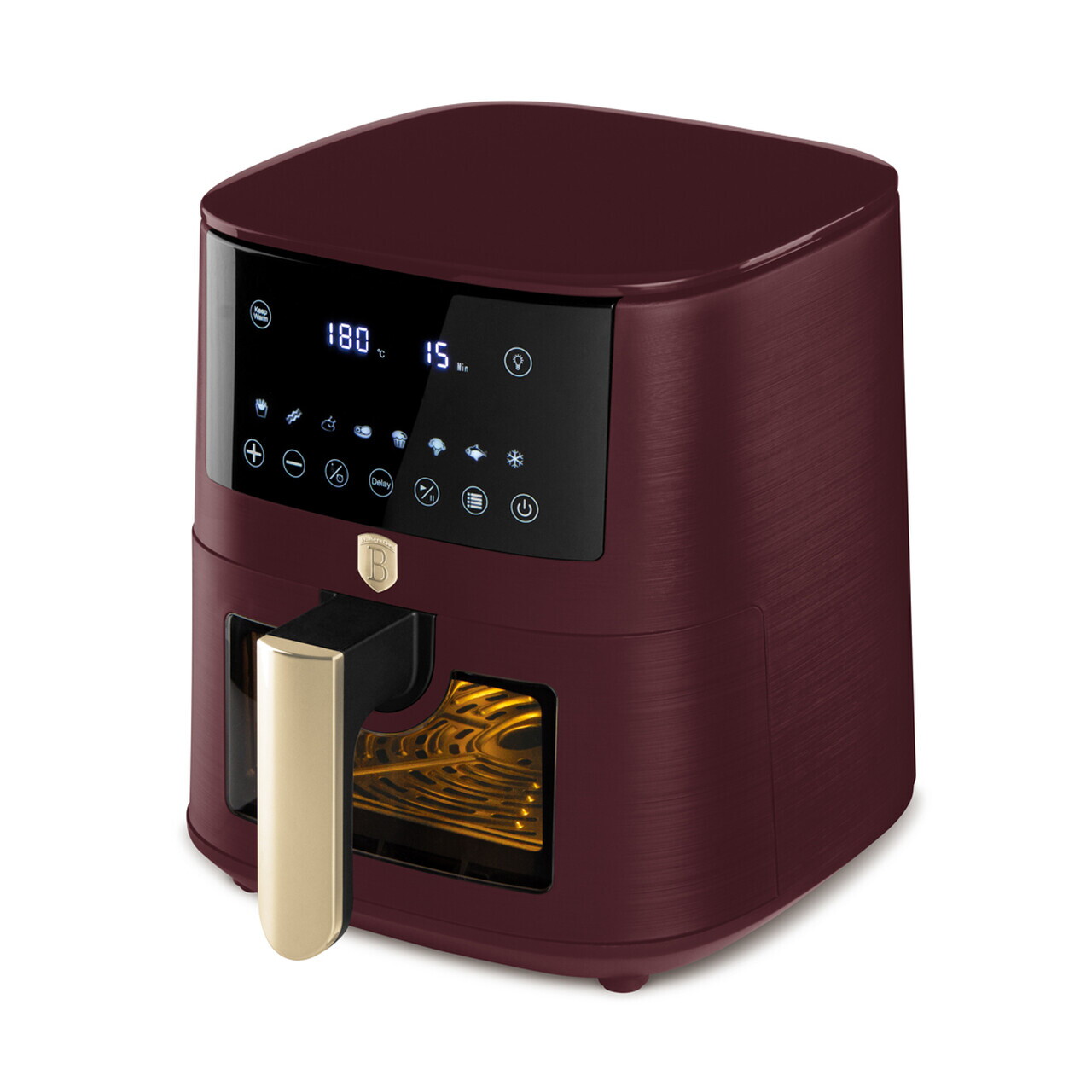 Friteuza cu aer cald si fereastra Berlinger Haus, Leonardo, 38.8x30x32.4 cm, 8 L, 1650W, visiniu mat - imagine 9