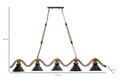 Lustra Rope, Mauro Ferretti, 130 x 20 x 80 cm, 5 x E27, 20W, fier/sfoara, maro/negru