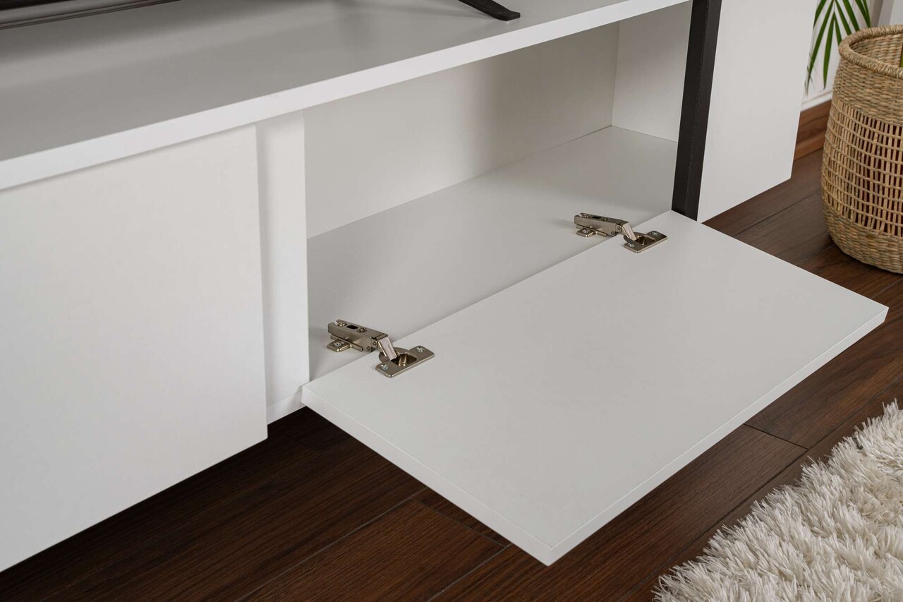 Comoda TV, Nordure, Serenity, 180x45x30 cm, Alb/Negru - imagine 4