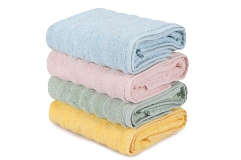Set 4 prosoape de maini 406, beverly hills polo club, 50x90 cm, bumbac, galben/verde/roz/albastru