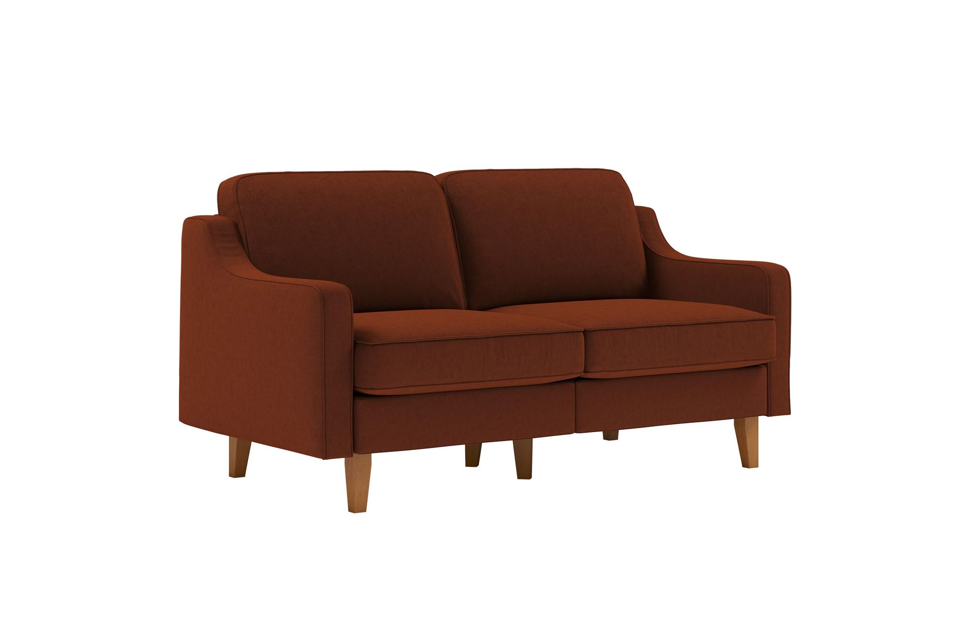 Canapea 2 locuri, Atelier del Sofa, 918CMF1138, Cadru: 100% OȚEL, Roșu de țiglă / Nuc