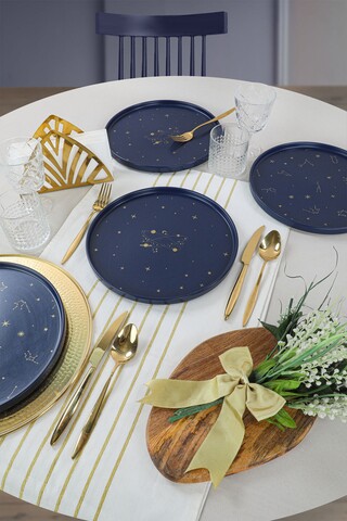 Set 6 farfurii intinse ST038104F993, Keramika, Ø27 cm, gresie, albastru Keramika