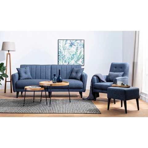 Set canapea extensibilă, unique design, 867unq1681, lemn de carpen, albastru navy
